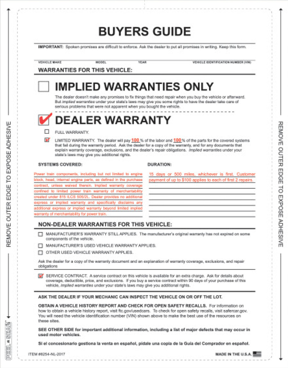 Custom 1-Part Buyers Guide Imprint Available