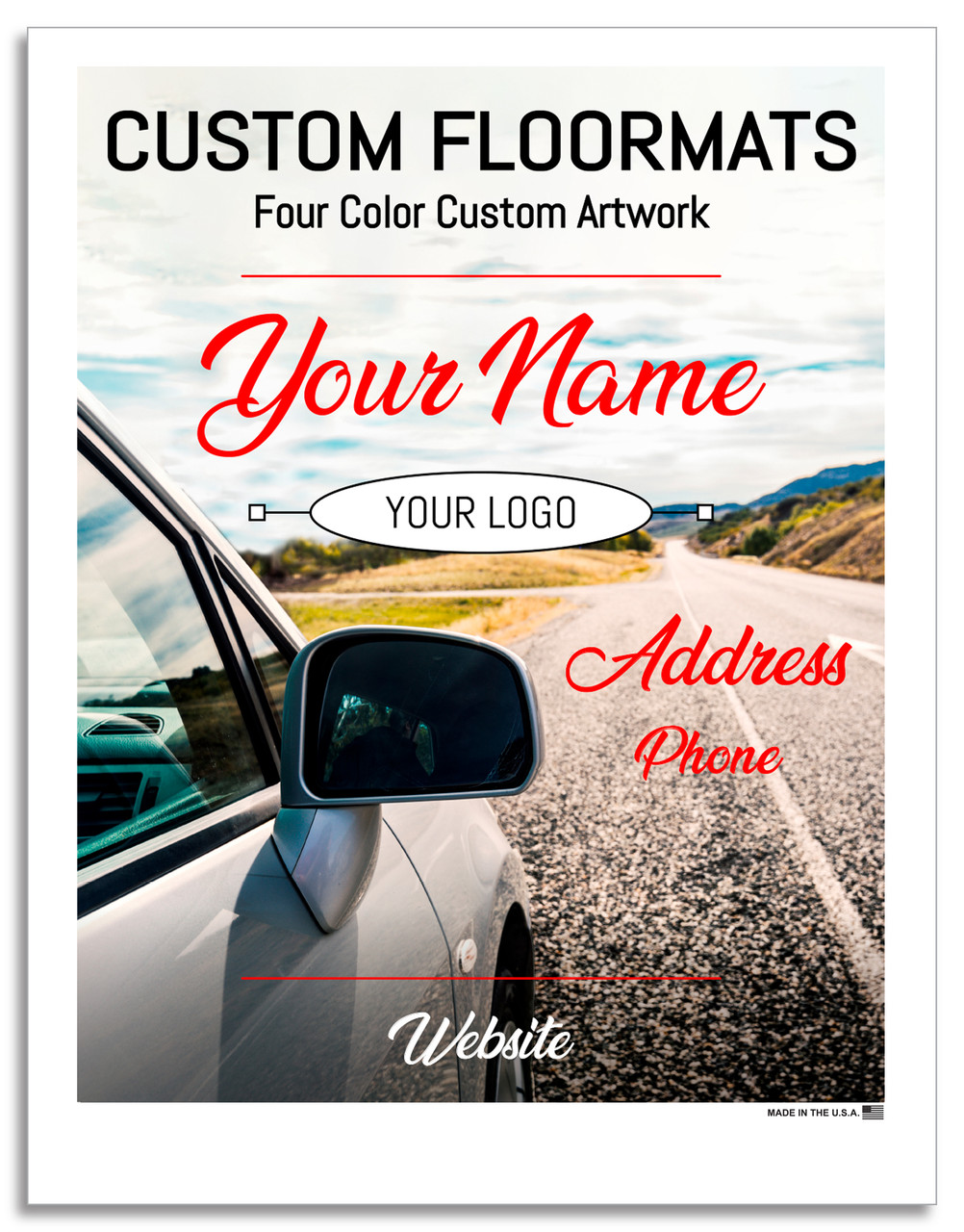 GLOSSY-BACK Custom Printed Floor Mats FOUR COLOR (Form-#126-PB)