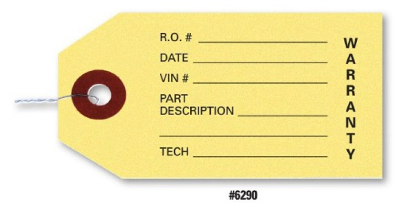 Manila Warranty Parts Tag (Form-#6290)