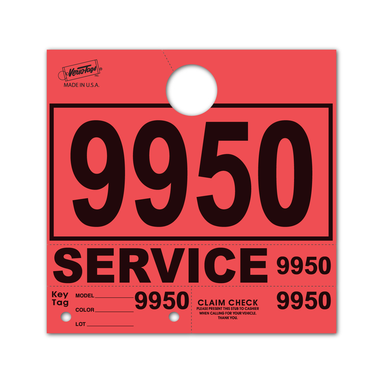Service Department Hang Tags Plus red