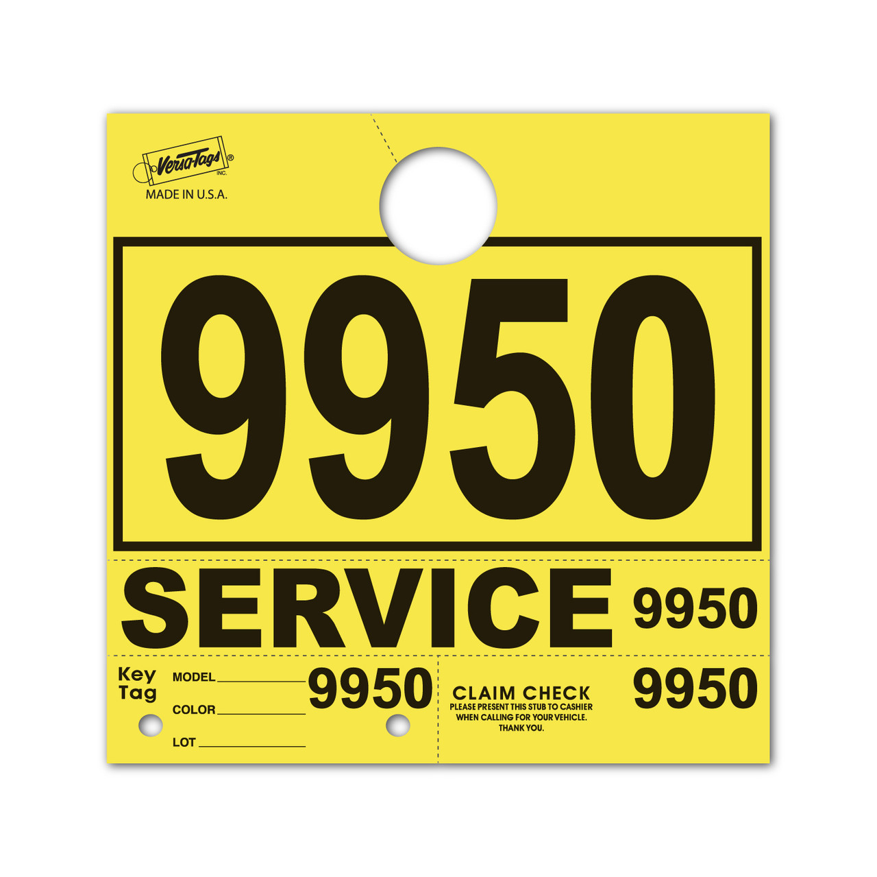 Service Department Hang Tags Plus Yellow
