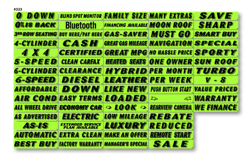 Vinyl Highlights Windshield Slogans Green & Black