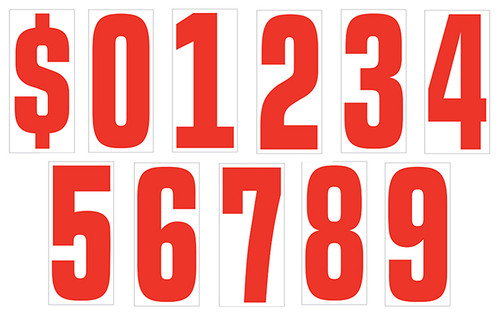 58290 Red numbers white background