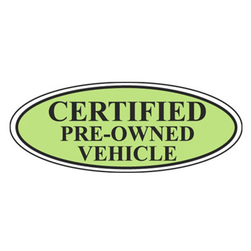 Certified Pre-Owned Vehicle Oval Sign-Green/Black