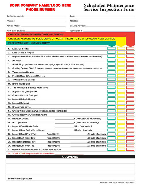 Multi-Point Inspection Forms | Browse Vehicle Inspection Forms| Park ...