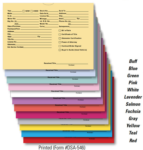 Pre-Printed Deal Jackets 500 Pack Form- #DSA-546 Pre-Printed Deal Jackets 500 Pack Form- #DSA-546