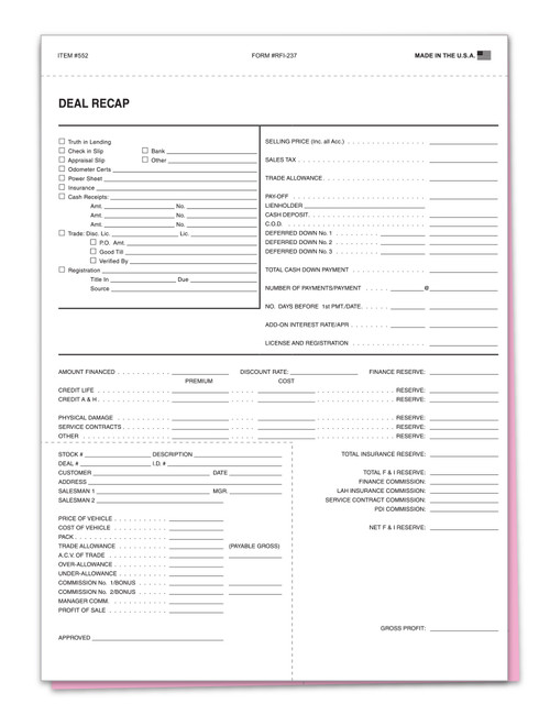 Deal Recap Form