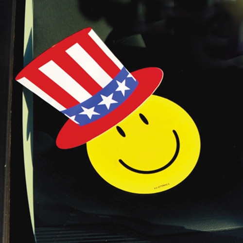 Patriotic Hat Decals show smiley