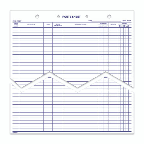 Route Sheets Form - #RS-547