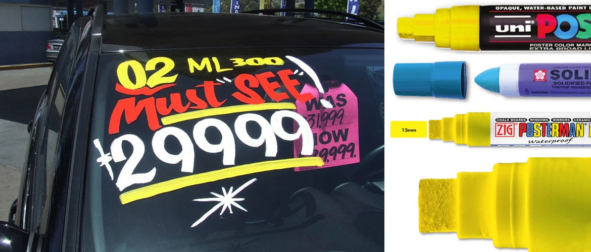 Uni Posca Windshield Markers with 1/8 Tip - Great American Auto