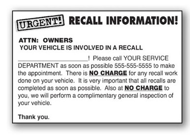 Custom Urgent Important Recall Notice