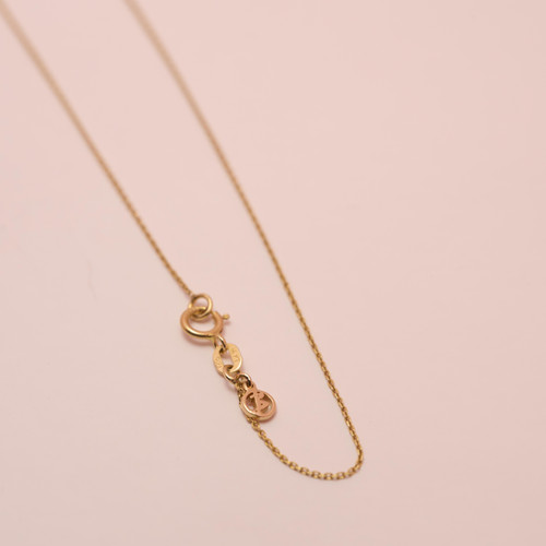 Dimond-Cut 16" Rolo Chain 14K Gold with bibibeau Logo 1mm