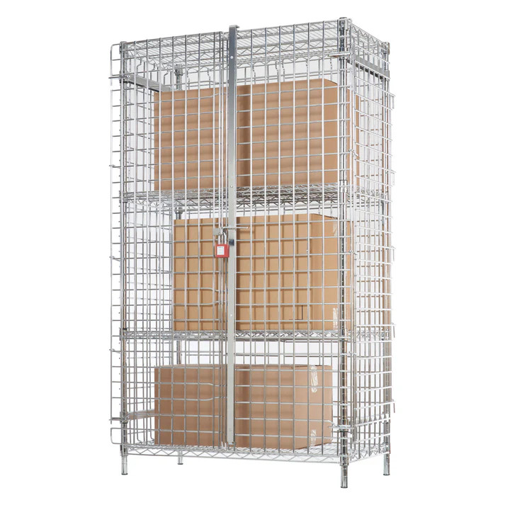 Winco VCG-1836 18 in x 36 in x 63 in Chrome Plated Wire Security Cage ...