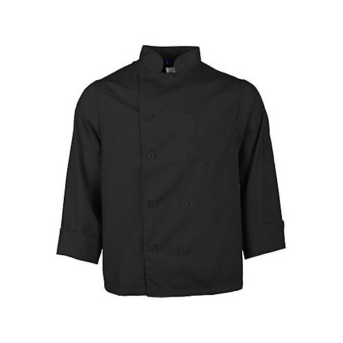 2577BLKL - KNG - Lg Lightweight Long Sleeve Black Chef Coat