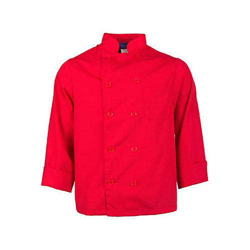 2577REDL - KNG - Lg Lightweight Long Sleeve Red Chef Coat