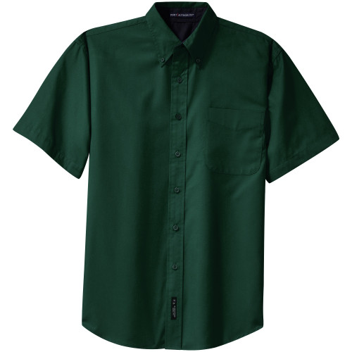 1170FGNXS - KNG - XS Dark Green Men's Short Sleeve Dress Shirt