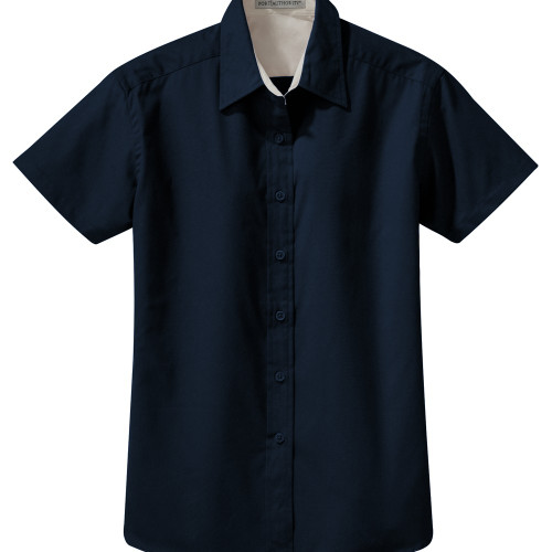Port Authority - 1182NAVL - Lg Navy Women's Short Sleeve Dress Shirt