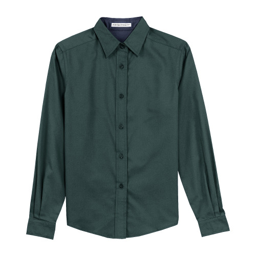 1184FGN3XL - KNG - 3XL Dark Green Women's Long Sleeve Dress Shirt