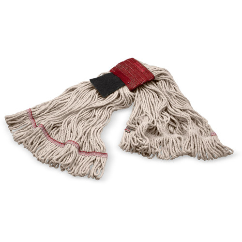 369424S00 - Carlisle - 4-Ply Large Natural Looped-End Mop W/Red Band W/ Scrubber