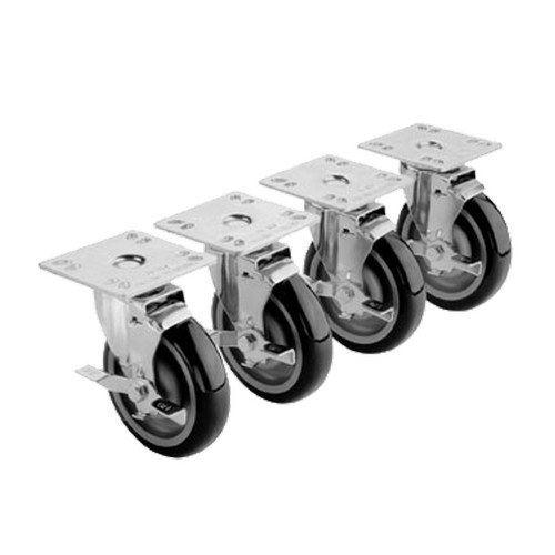 28-107S - Krowne - 5 in Swivel Plate Caster Set w/ Brakes 28-107S - Krowne - 5 in Swivel Plate Caster Set w/ Brakes