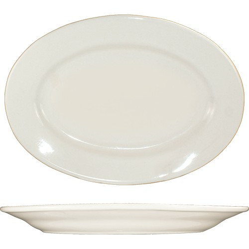International Tableware - RO-14 - 12 1/2 in x 9 Roma™ American White Platter With Rolled Edging