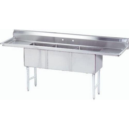 FC-3-1620-24RL-X - Advance Tabco - 16 in x 20 in x 14 in 3 Compartment Sink w/ Left and Right Drainboards