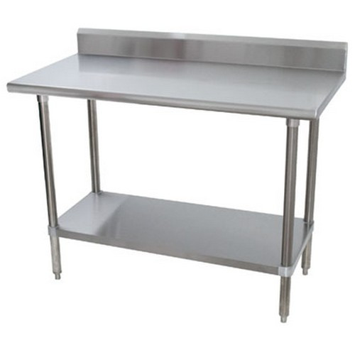 KMSLAG-300-X - Advance Tabco - 30 in x 30 in Stainless Steel Work Table w/ S/S Undershelf and 5 in Backsplash