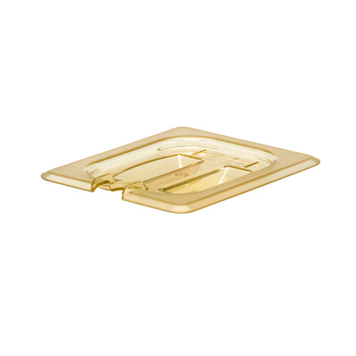 80HPCHN150 - Cambro - 1/8 Size Amber H-Pan™ Handled Notched High Heat Food Pan Cover