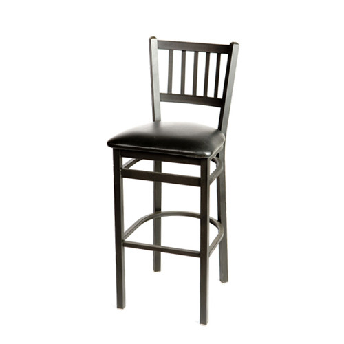 SL2090-1-BLK - Oak Street Mfg - Verticalback Barstool w/Black Vinyl Seat