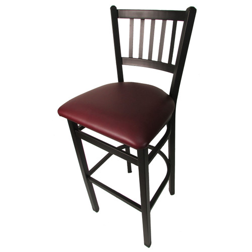 SL2090-1-WINE - Oak Street Mfg - Verticalback Barstool w/Wine Vinyl Seat