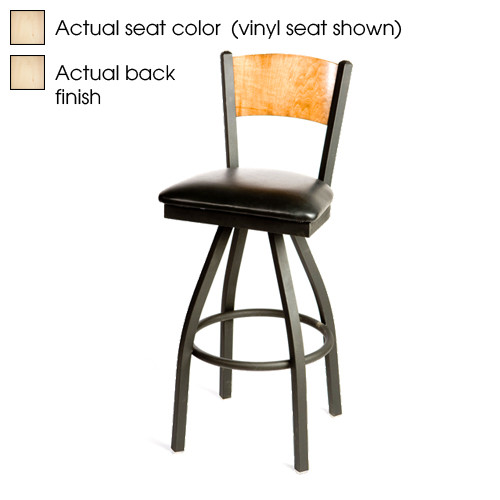 SL2150-1S-P-NT-NT - Oak Street Mfg - Plain Natural Wood Back & Seat Swivel Barstool