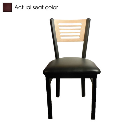 SL2150-5-NT-WINE - Oak Street Mfg - 5-Line Natural Wood Back Chair w/Wine  Vinyl Seat