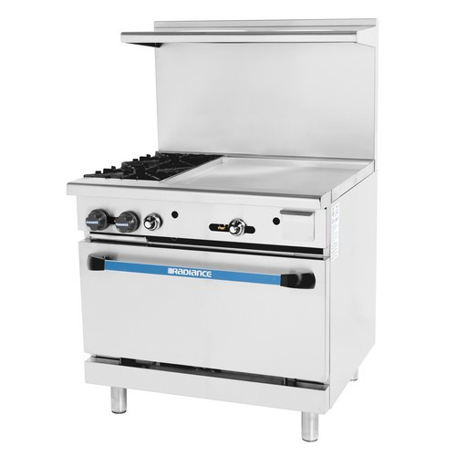 TARG-2B24G - Turbo Air - 36 in 2-Burner Radiance Series Gas Range w/ Griddle and Standard Oven