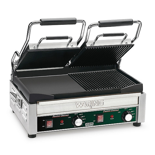 WDG300 - Waring - Double Panini Grill w/ Half Ribbed Plate WDG300 - Waring - Double Panini Grill w/ Half Ribbed Plate