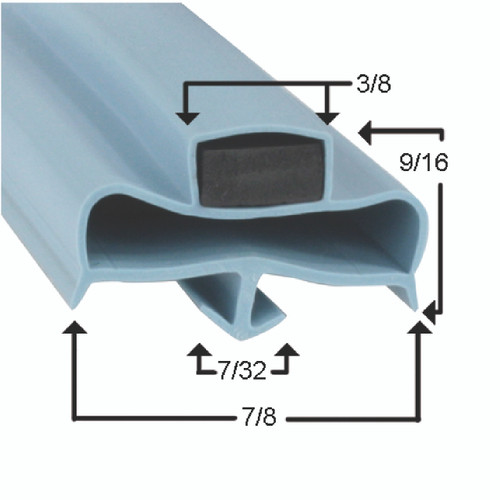 7 3/8 in x 24 1/4 4-Sided Blue PVC Gasket Replaces Delfield 1701101-DEL