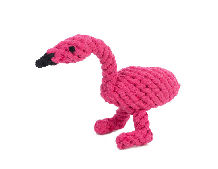 J&B FLAMINGO ROPE TOY 7"