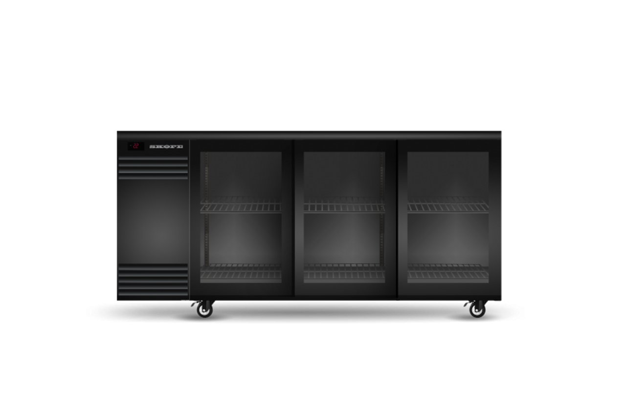 Skope BB.3.GSL BackBar 3 Glass Sliding Door Fridge - Stainless Steel - Special Order