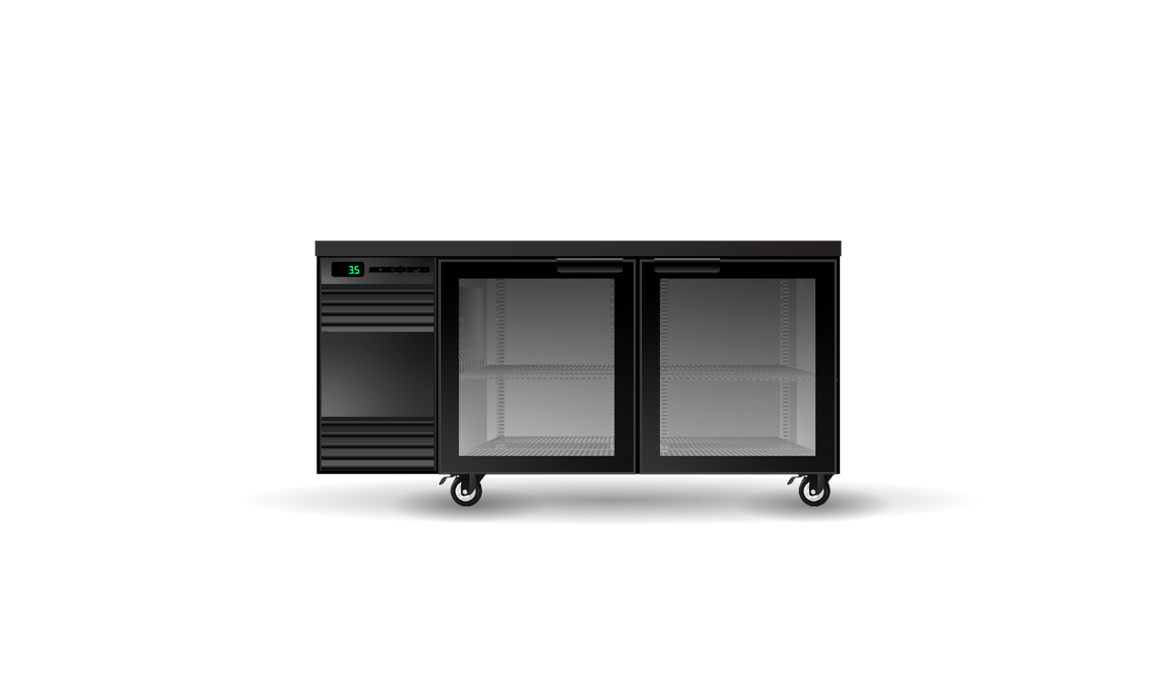Skope CL.2.SSW BackBar 2 Solid Swing Door CounterLine Fridge - Black - Special Order