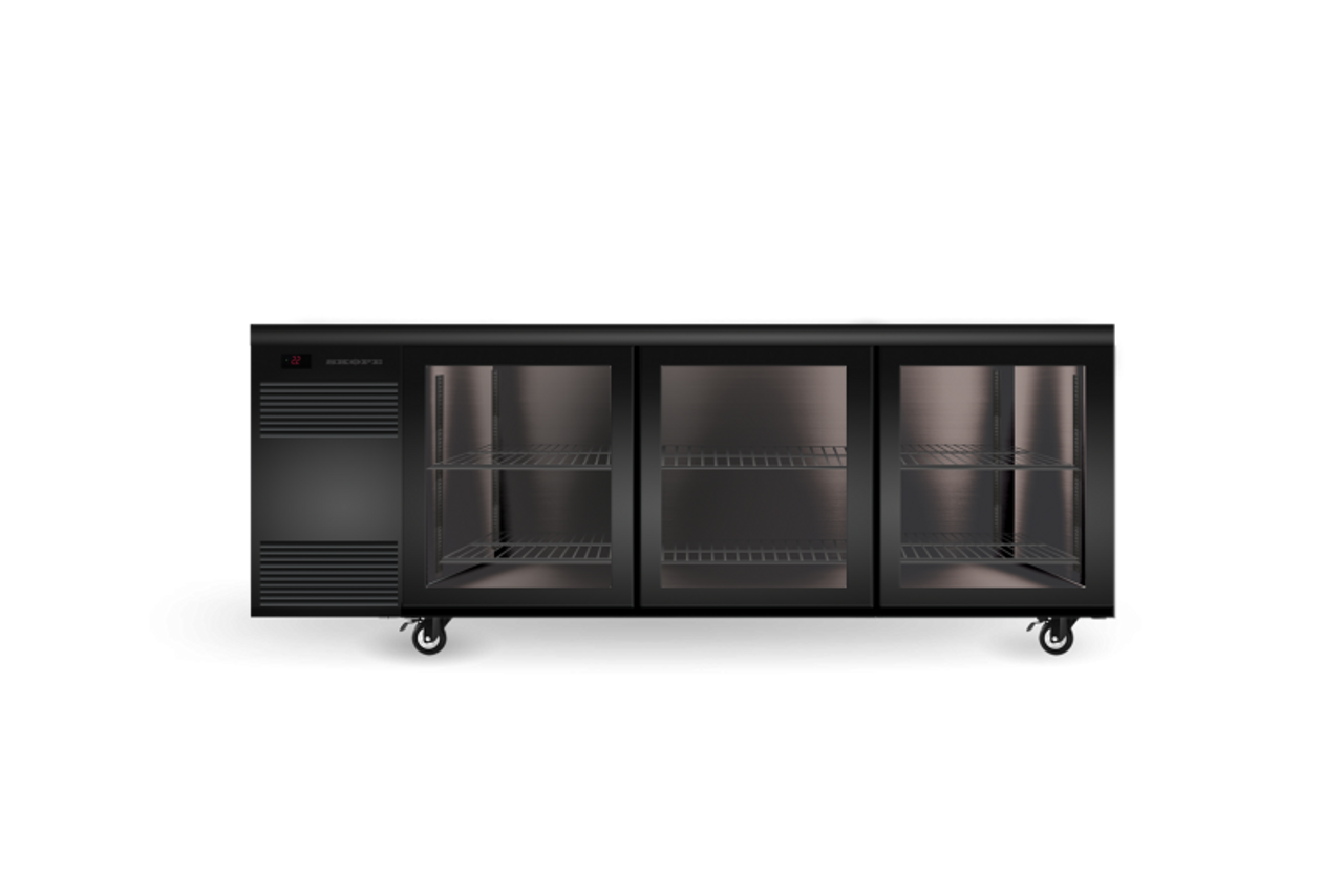 Skope CL.3.GSL BackBar 3 Glass Sliding Door CounterLine Fridge - Stainless Steel - Special Order