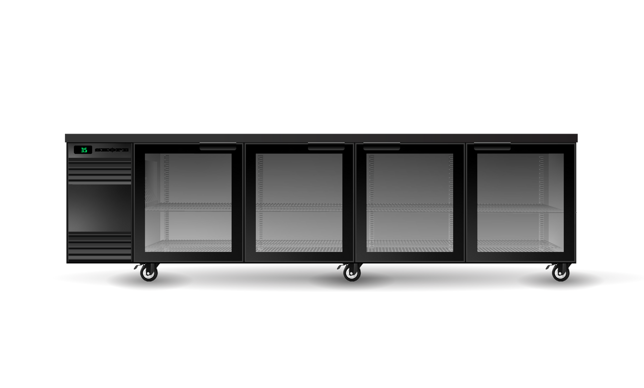 Skope CL.4.GSW BackBar 4 Glass Swing Door CounterLine Fridge - White