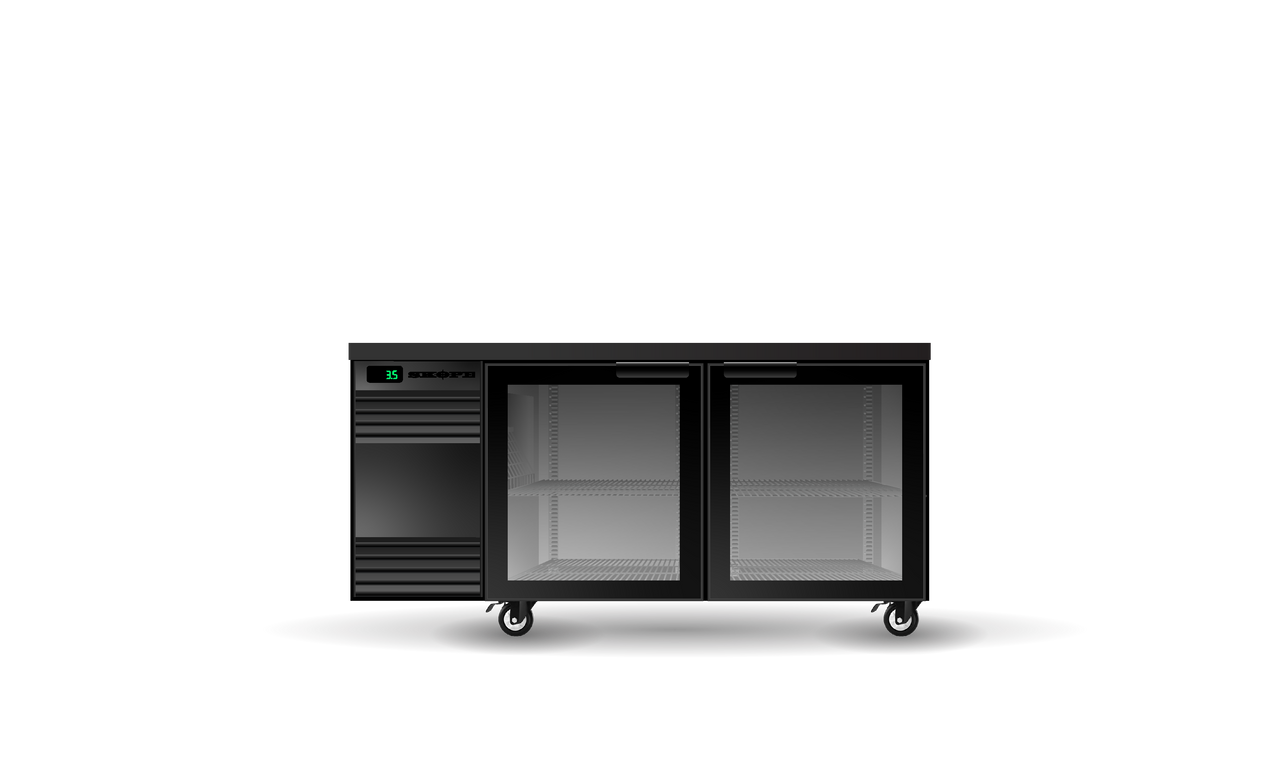 Skope SL.2.GSW.T BackBar 2 Glass Swing Door SlimLine Fridge - Tropical - Black - Special Order