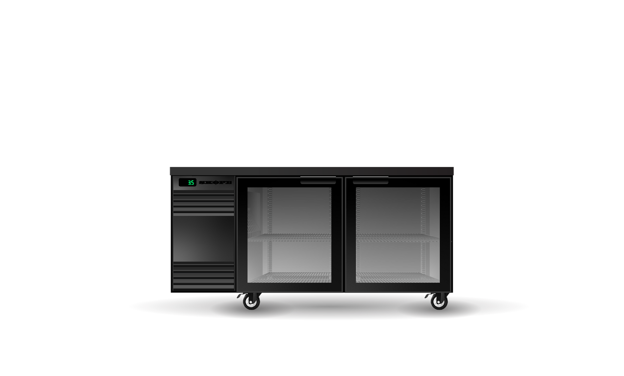Skope SL.2.GSW.Tr BackBar 2 Glass Swing Door SlimLine Fridge - Tropical Remote - Stainless Steel - Special Order