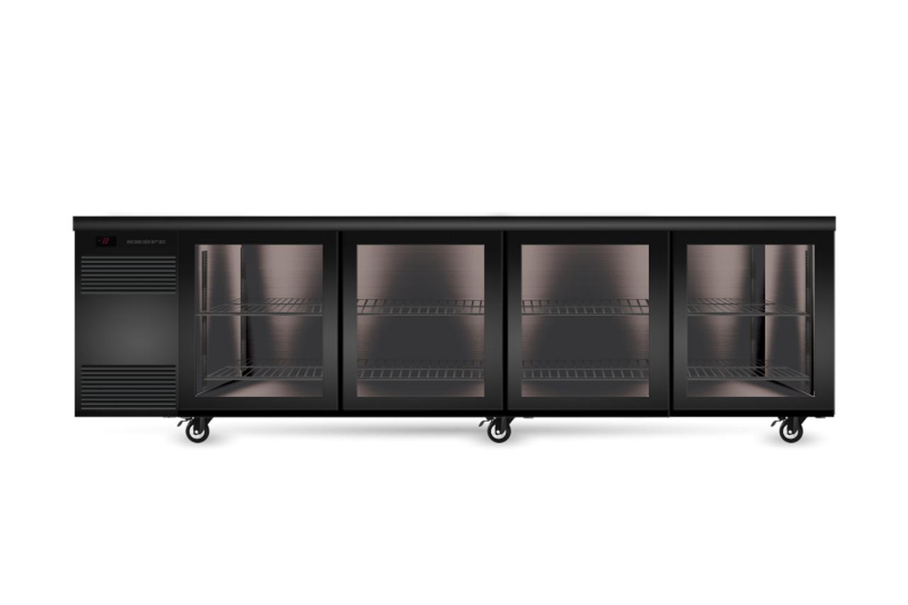 Skope SL.4.GSL.r BackBar 4 Sliding Door SlimLine Fridge - Remote - White - Special Order