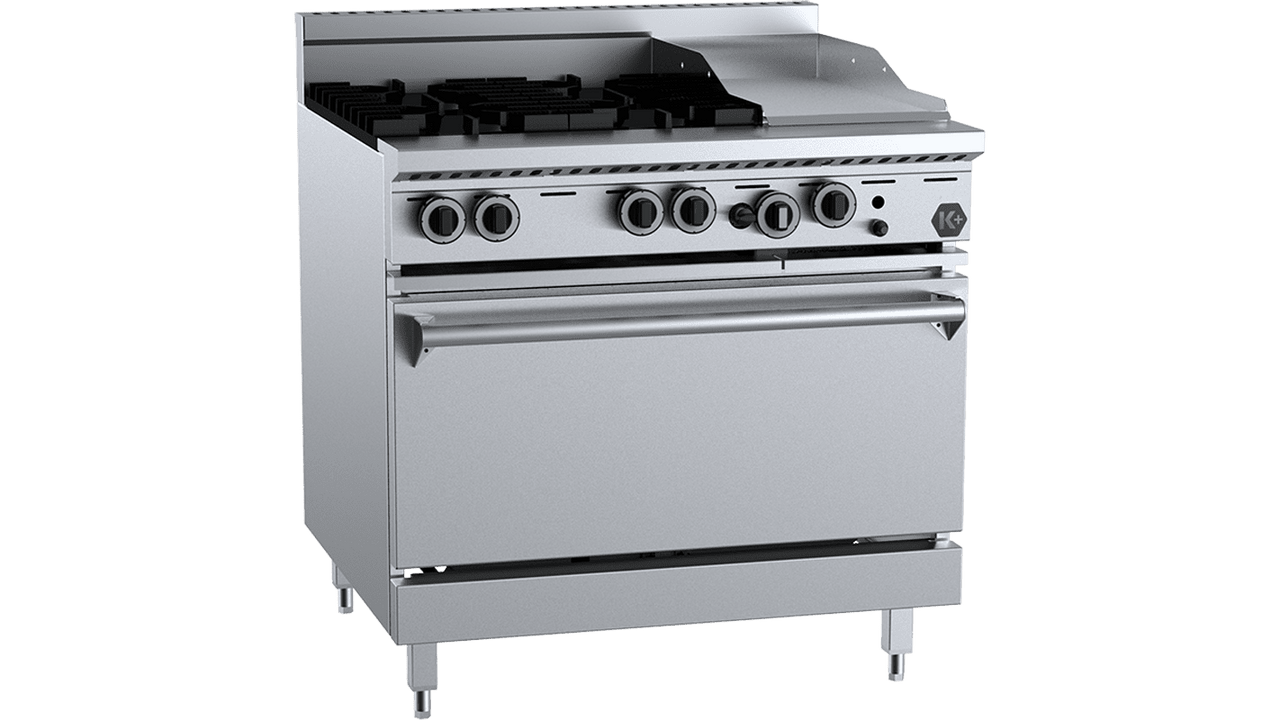 B & S KOV-SB4-CBR3 K+ Oven with Four Open Burners & 300mm Char Broiler