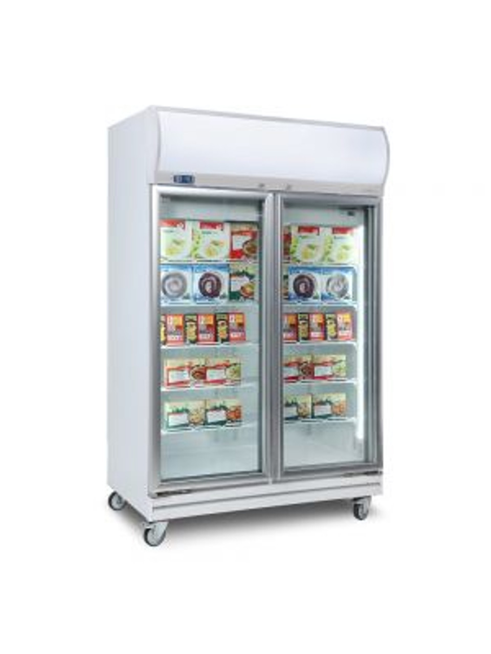 Bromic UF1000LF 976L LED Two Flat Glass Door Display Freezer