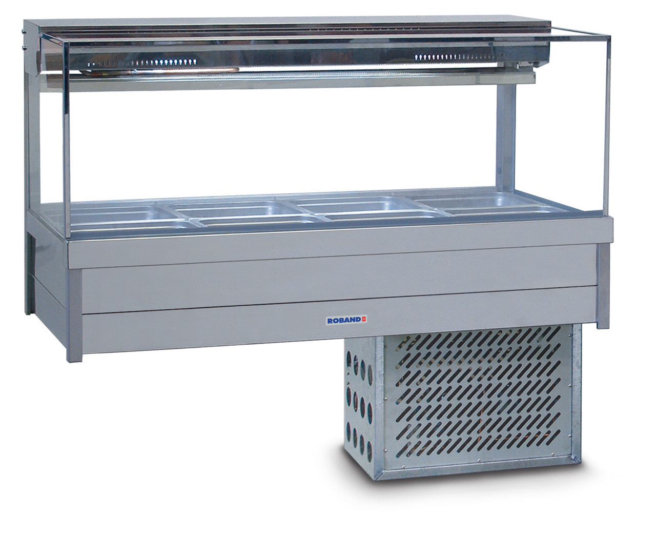 Roband SRX24RD Square Glass Refrigerated Display Bar, 8 pans