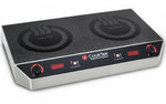 CookTek MC2502S Countertop Side by Side Double Hob Rotary-DIal Control Induction Cooktop - 20 Amp