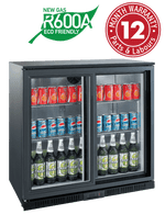 Exquisite UBC210SL Two Sliding Doors Backbar Display Refrigerators, Low Height