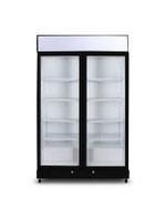 Bromic GM1000LB ECO 960L LED Two Flat Glass Door Eco Beverage Display Refrigerator - Black