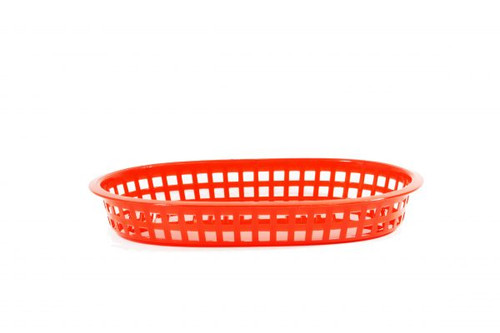 Chef Inox Coney Island Plastic Serving Basket - Rectangular/Oval  - Red 270X180X40Mm